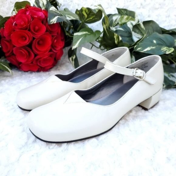 Vintage Cream Mary Jane Shoe Tabbie Style Ballet Coquette Designer - Picture 3 of 10